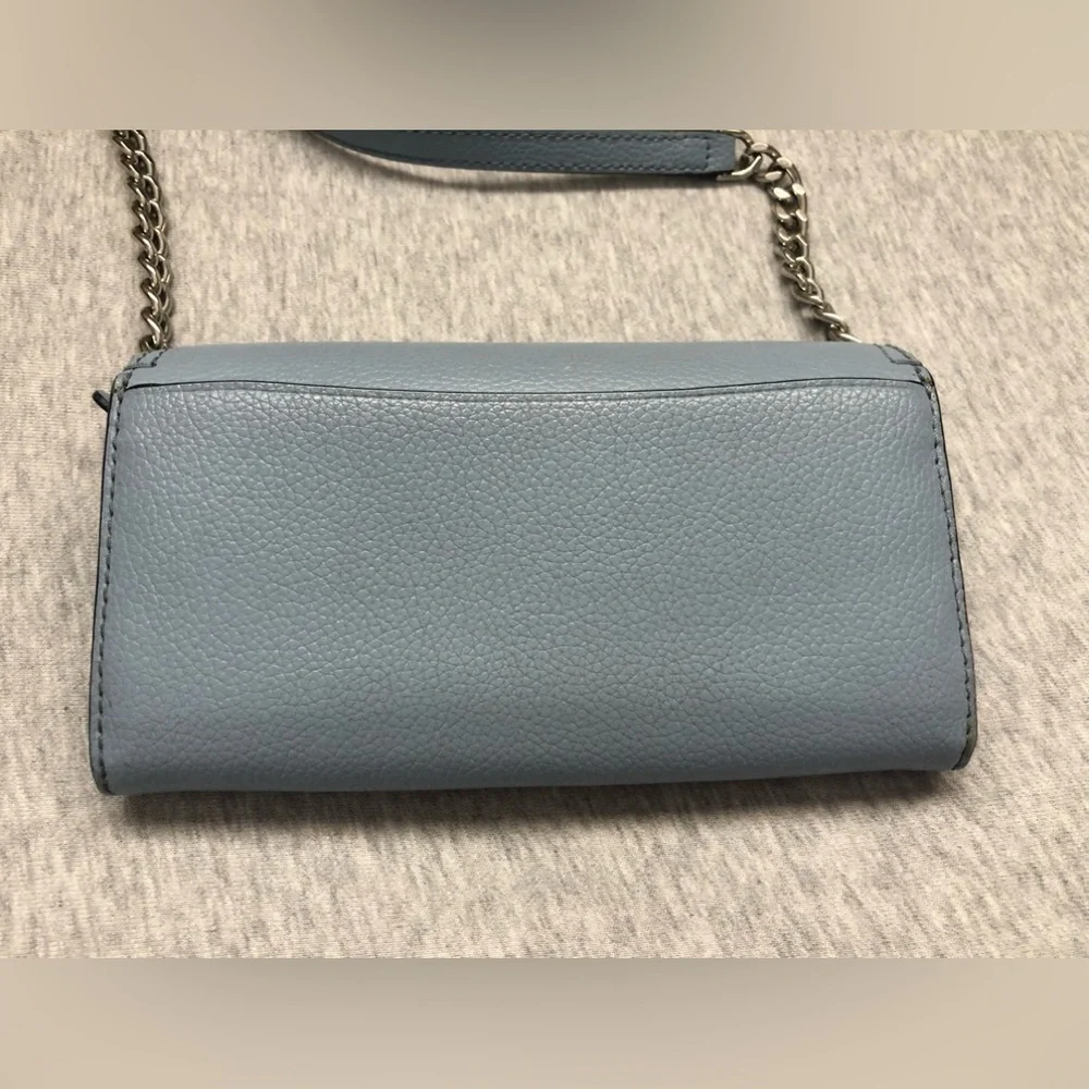 Kate Spade Leather Crossbody Blue Detachable Strap Purse Handbag Clutch
